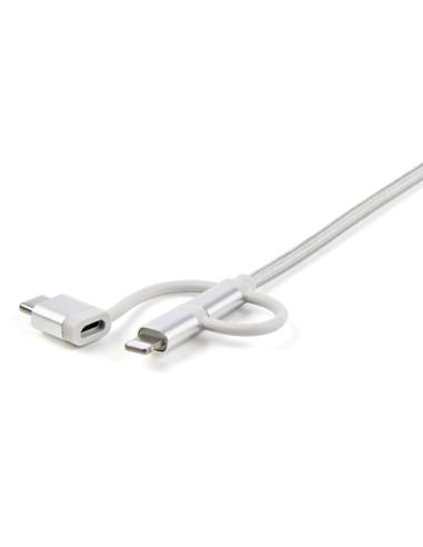 StarTech.com Cable Trenzado de 1m USB a Lightning USB-C y Micro USB - Cable Cargador para Teléfono Móvil iPhone iPad Tablet