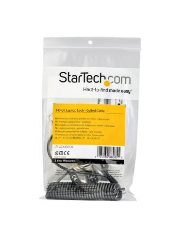 StarTech.com Cable de Seguridad con Combinación para Ordenador Portátil- con Cable Auto Enrrollable - Combinación de 3 Dígitos