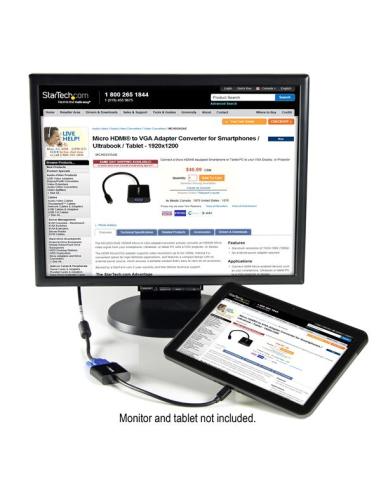 StarTech.com Adaptador Conversor Micro HDMI a VGA para Smartphones / Ultrabooks / Tabletas - 1920x1080