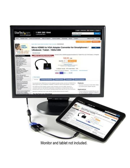 StarTech.com Adaptador Conversor Micro HDMI a VGA para Smartphones / Ultrabooks / Tabletas - 1920x1080