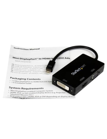 StarTech.com Adaptador Conversor de Mini DisplayPort a VGA DVI o HDMI - Convertidor A/V 3 en 1 para viajes