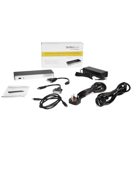 StarTech.com Docking Station USB C para 2 Monitores - PD de 60 W para Portátil Windows - Replicador de Puertos USB Tipo C a HDMI