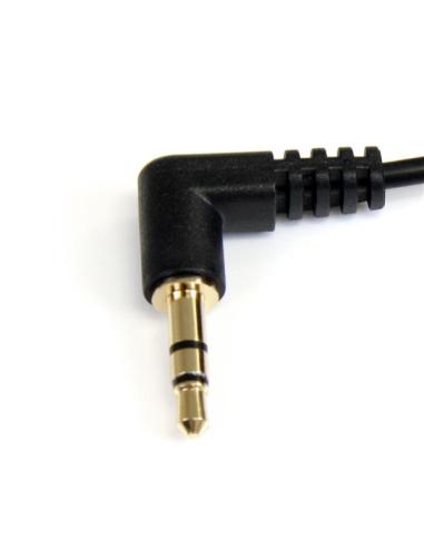 StarTech.com Cable de Audio Estéreo 3,5mm Delgado de Ángulo Recto de 1 pie - M/M