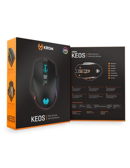 Krom Keos ratón Juego mano derecha USB tipo A Óptico 6400 DPI