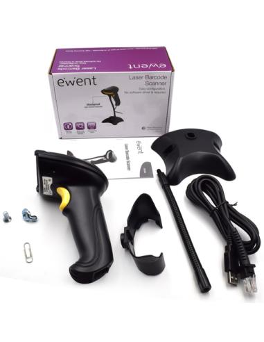 Ewent EW3400 lector de código de barras Lector de códigos de barras portátil 1D Laser Negro