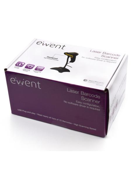 Ewent EW3400 lector de código de barras Lector de códigos de barras portátil 1D Laser Negro