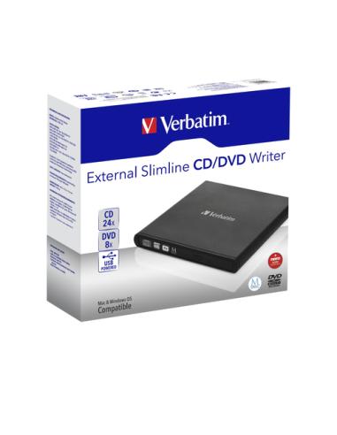 Verbatim Slimline CD/DVD unidad de disco óptico DVD-RW Negro