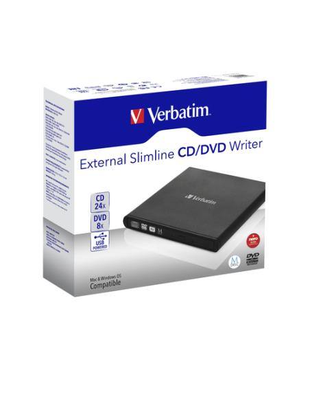 Verbatim Slimline CD/DVD unidad de disco óptico DVD-RW Negro