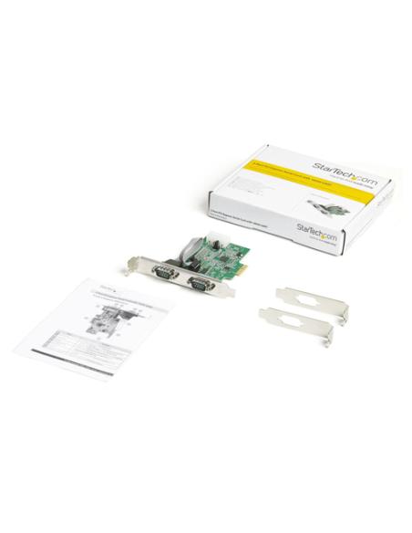 StarTech.com Tarjeta PCI Express Adaptadora de 2 Puertos Serie RS232 - Tarjeta Controladora Serial PCIe RS232 - PCIe a DB9 UART1