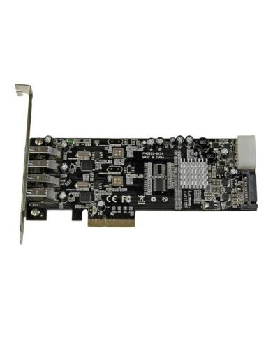 StarTech.com Adaptador Tarjeta PCI Express PCI-E 4 Puertos USB 3.0 UASP Bus Doble con Alimentación Molex SATA