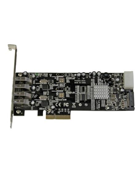 StarTech.com Adaptador Tarjeta PCI Express PCI-E 4 Puertos USB 3.0 UASP Bus Doble con Alimentación Molex SATA