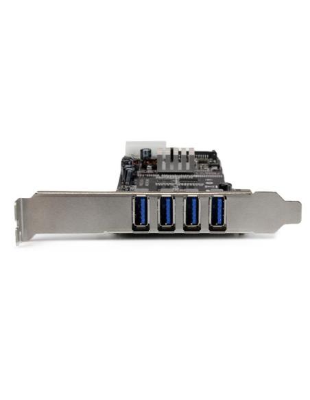 StarTech.com Adaptador Tarjeta PCI Express PCI-E 4 Puertos USB 3.0 UASP Bus Doble con Alimentación Molex SATA