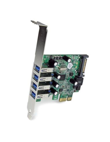 StarTech.com Tarjeta Adaptador PCI Express PCI-E USB 3.0 con UASP de 4 Puertos - Alimentación SATA