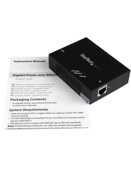 StarTech.com Gigabit PoE+ Extender - 802.3at/af - 100m