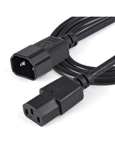 StarTech.com Cable de 1m de Extensión de Alimentación, C14 a C13, 10A 125V, 18AWG, Alargador de Cable de Corriente de Ordenador,