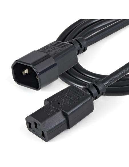 StarTech.com Cable de 1m de Extensión de Alimentación, C14 a C13, 10A 125V, 18AWG, Alargador de Cable de Corriente de Ordenador,