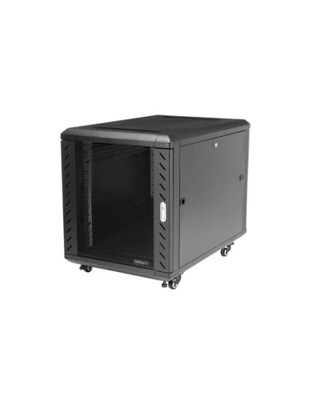 StarTech.com Armario Rack para Servidores 12U 19" 4 Columnas - Rack de Servidores con Cerradura y Seguro - Rack con Ruedas y Car