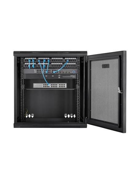 StarTech.com Armario Rack de Pared para Servidores 12U 19" 4 Columnas y Estante 1U - Rack de Servidores de Montaje en Pared con 
