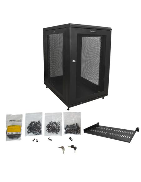 StarTech.com Armario Rack para Servidores 18U 19" 4 Columnas - Rack de Servidores con Cerradura y Seguro - Rack con Ruedas y Car