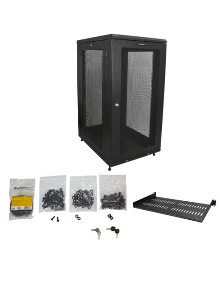 StarTech.com Armario Rack para Servidores 24U 19" 4 Columnas - Rack de Servidores con Cerradura y Seguro - Rack con Ruedas y Car