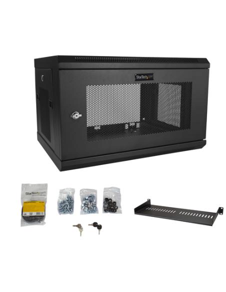 StarTech.com Armario Rack de Pared para Servidores 6U 19" 2 Columnas y Estante 1U - Rack de Servidores de Montaje en Pared - Rac