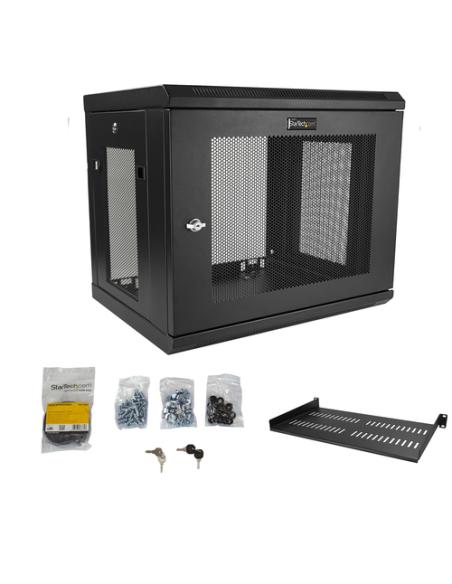 StarTech.com Armario Rack de Pared para Servidores 9U 19"2 Columnas y Estante 1U - Rack de Servidores de Montaje en Pared - Rack