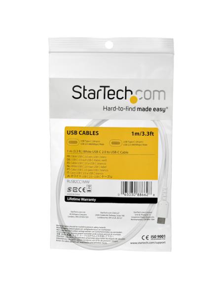 StarTech.com Cable de 1m de Carga USB C - de Carga Rápida y Sincronización USB 2.0 Tipo C a USB C para Portátiles - Revestimient