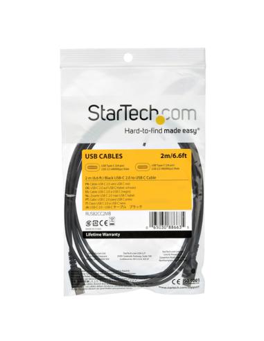 StarTech.com Cable de 2m de Carga USB C - de Carga Rápida y Sincronización USB 2.0 Tipo C a USB C para Portátiles - Revestimient
