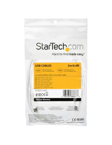 StarTech.com Cable de 2m de Carga USB C - de Carga Rápida y Sincronización USB 2.0 Tipo C a USB C para Portátiles - Revestimient