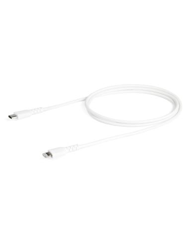 StarTech.com Cable Resistente USB-C a Lightning de 1 m Blanco - Cable de Sincronización y Carga USB Tipo C a Lightning con Fibra