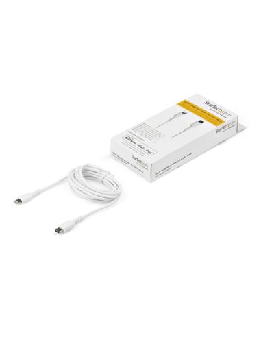 StarTech.com Cable Resistente USB-C a Lightning de 2 m Blanco - Cable de Sincronización y Carga USB Tipo C a Lightning con Fibra