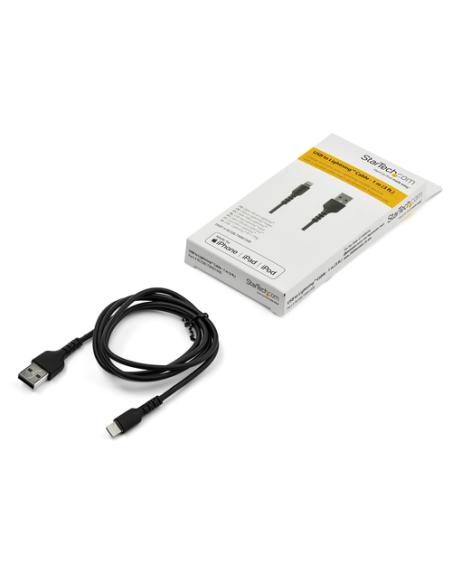 StarTech.com Cable Resistente USB-A a Lightning de 1 m Negro - Cable de Alimentación y Sincronización USB Tipo A a Lightning con