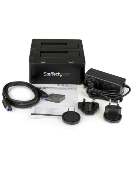 StarTech.com Docking Station de 2 Bahías USB 3.0 a SATA - Base de Acoplamiento USB de Discos Duros SSD SATA I/II/III de 2,5/3,5"