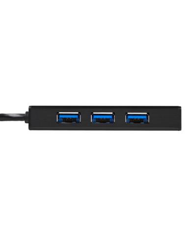 StarTech.com Hub USB 3.0 de Aluminio con Cable - 5Gbps - Concentrador de 3 Puertos USB con Adaptador de Red Ethernet Gigabit