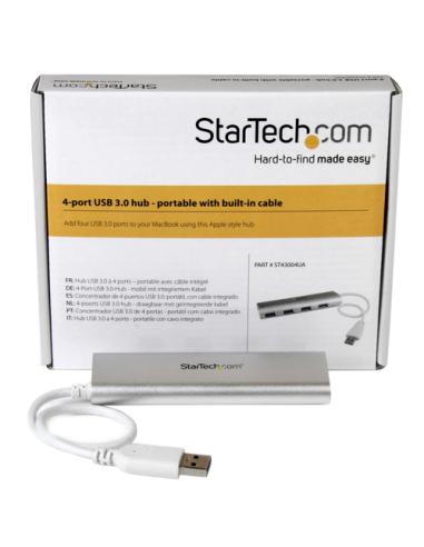 StarTech.com Hub Ladrón USB 3.0 de 4 Puertos - Hub Concentrador USB-A - Alimentado por el Bus - 5Gbps - Hub USB Portátil - Carca