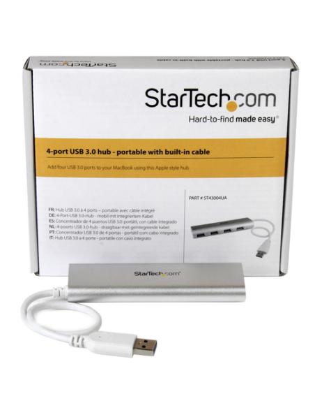 StarTech.com Hub Ladrón USB 3.0 de 4 Puertos - Hub Concentrador USB-A - Alimentado por el Bus - 5Gbps - Hub USB Portátil - Carca