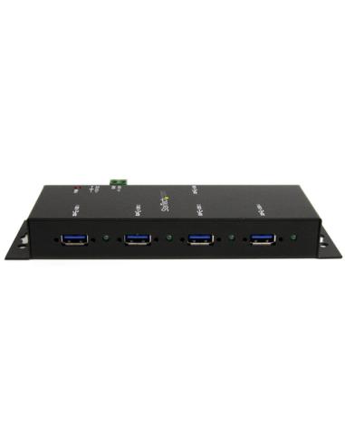 StarTech.com Hub Concentrador USB 3.0 de 4 Puertos - 5Gbps - Ladrón USB-A Industrial de Metal - de Montaje en Carril DIN, Pared 