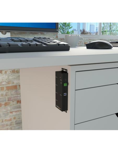 StarTech.com Hub Concentrador USB 3.0 de 4 Puertos - 5Gbps - Ladrón USB-A Industrial de Metal - de Montaje en Carril DIN, Pared 