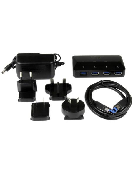 StarTech.com Concentrador USB 3.0 de 4 Puertos - 5Gbps - Ladrón con Puertos de Carga y Sincronización - Hub con 1 Puerto de 2,4A