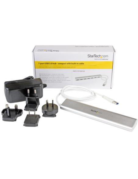 StarTech.com Hub Ladrón USB 3.0 de 7 Puertos - Hub Concentrador USB-A - Alimentado por el Bus - 5Gbps - Hub USB Portátil - Carca