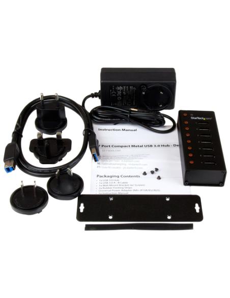 StarTech.com Concentrador USB 3.0 de 7 Puertos con Caja de Metal - 5Gbps - Hub de Sobremesa o Montaje en Pared