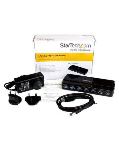 StarTech.com Concentrador Ladrón USB 3.0 de 7 Puertos - 5Gbps - Hub de Sobremesa