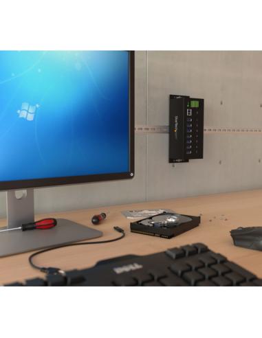 StarTech.com Hub Concentrador USB 3.0 de 7 Puertos - 5Gbps - Ladrón USB Industrial de Metal con Protección ESD y Protección de P