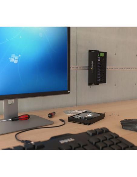 StarTech.com Hub Concentrador USB 3.0 de 7 Puertos - 5Gbps - Ladrón USB Industrial de Metal con Protección ESD y Protección de P