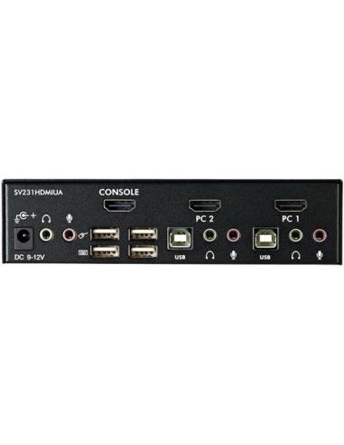 StarTech.com Conmutador Switch KVM 2 puertos HDMI con Hub Concentrador USB 2.0 Audio - 1920x1200