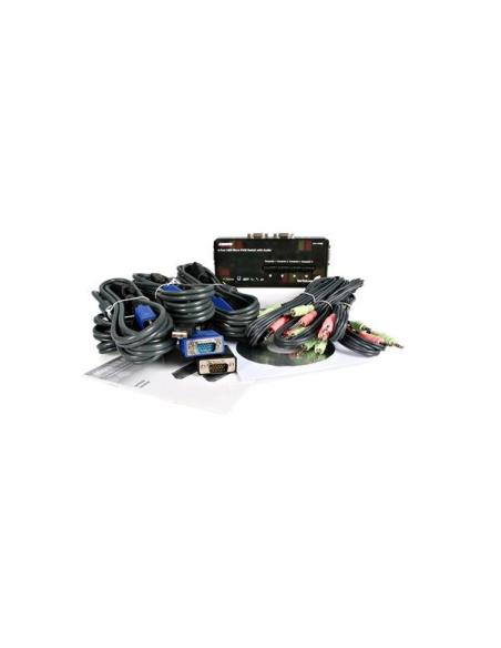 StarTech.com Juego de Conmutador Switch KVM 4 Puertos Vídeo VGA USB 2.0 con Cables y Audio
