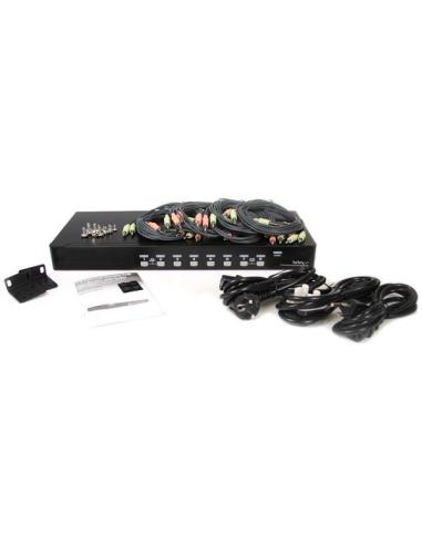 StarTech.com Conmutador Switch KVM 8 Puertos de Vídeo VGA HD15 USB 2.0 USB A y Audio - 1U Rack Estante
