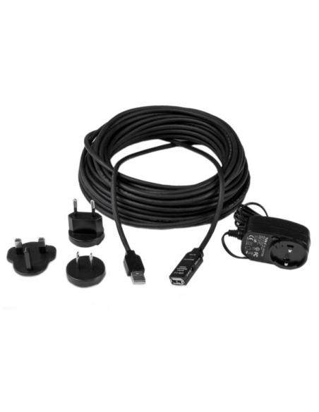 StarTech.com Cable 15m Extensión Alargador USB 2.0 Activo Amplificado - Macho a Hembra USB A - Negro