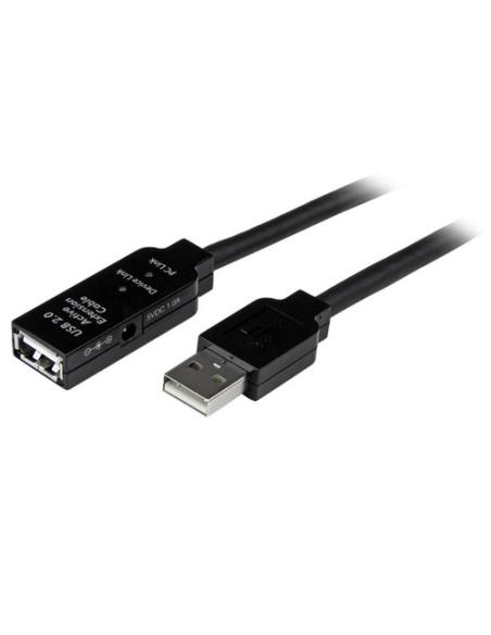 StarTech.com Cable de Extensión Alargador de 20m USB 2.0 Alta Velocidad Activo Amplificado - Macho a Hembra USB A - Negro