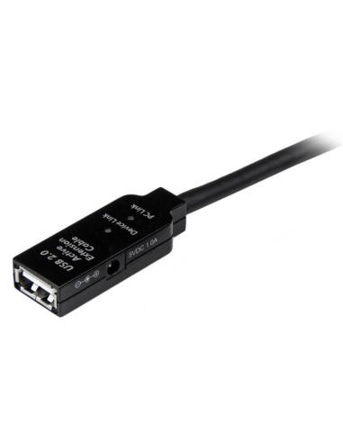 StarTech.com Cable de Extensión Alargador de 20m USB 2.0 Alta Velocidad Activo Amplificado - Macho a Hembra USB A - Negro